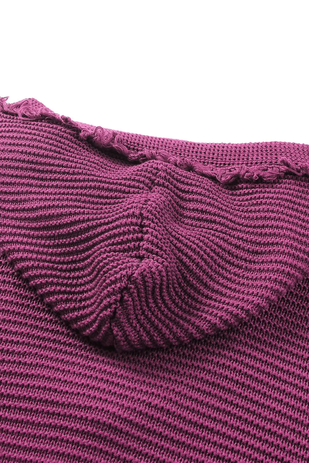 Horizontal Ribbing Fringe Trim Hooded Sweater, image 10