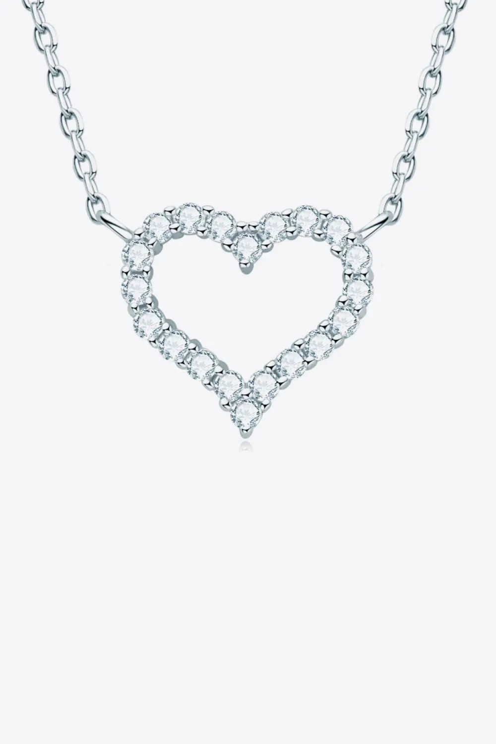 Moissanite Platinum-Plated Heart Necklace, image 7