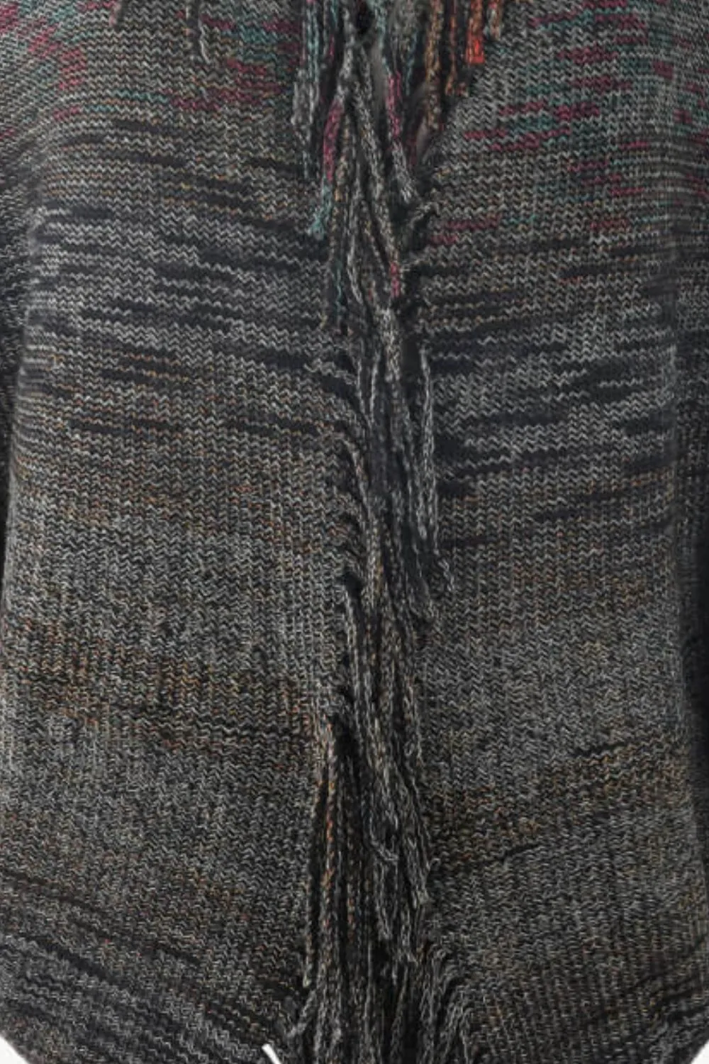 Multicolored Fringe Trim Poncho, image 15