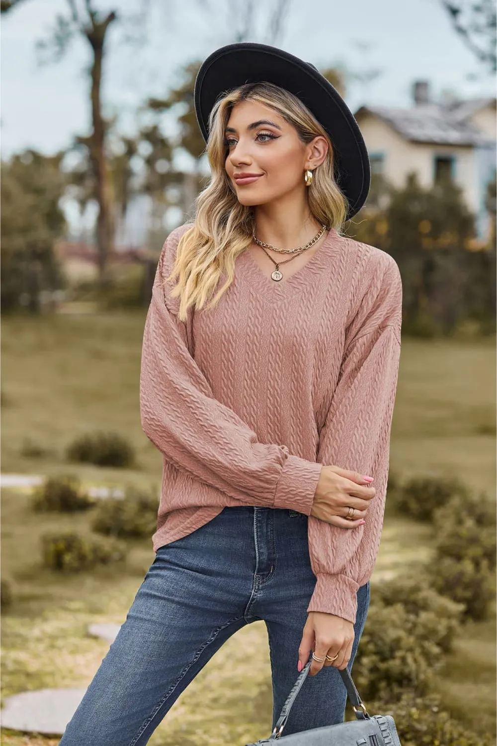 V-Neck Dropped Shoulder Blouse, image 14