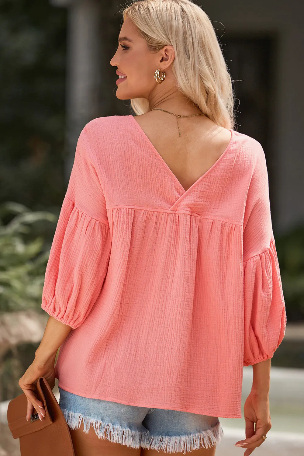 Dropped Shoulder V-Neck Blouse, image 3