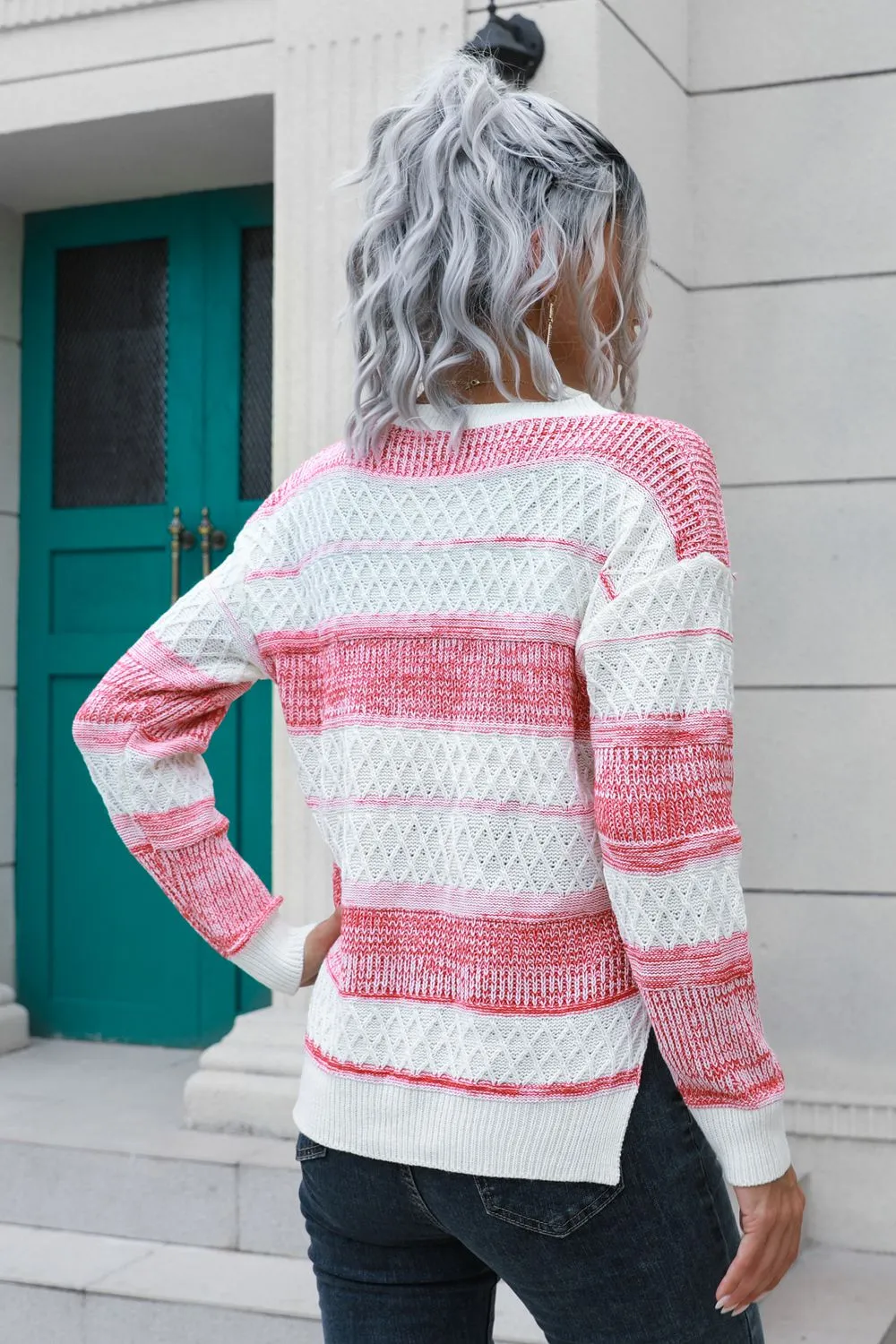 Two-Tone Slit Sweater, image 3