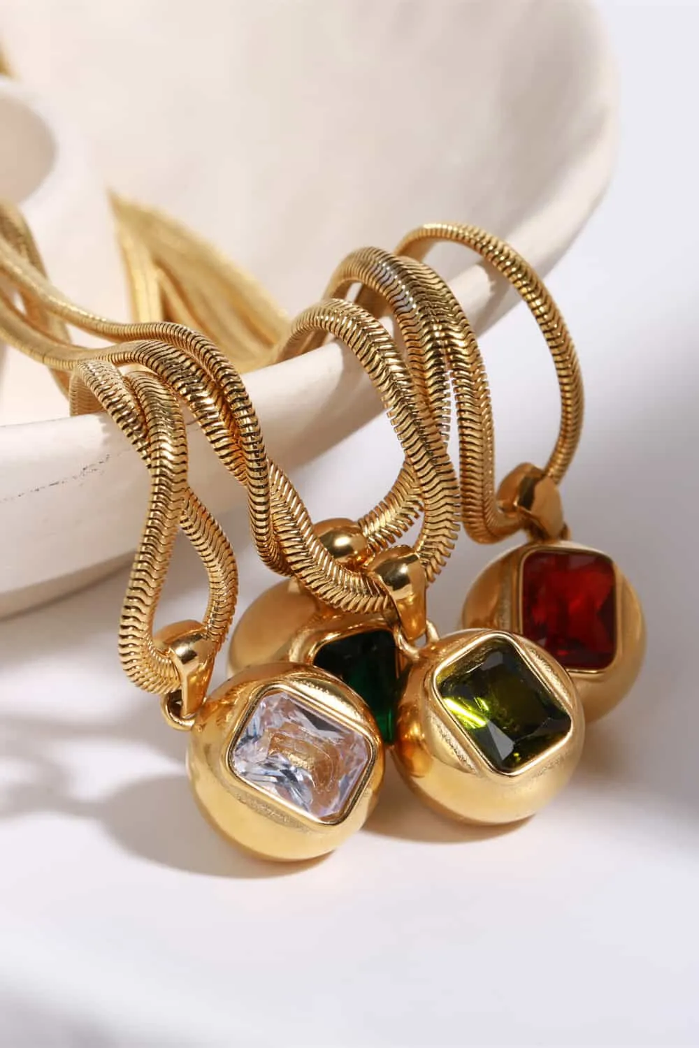 Zircon 18K Gold-Plated Geometrical Shape Pendant Necklace, image 3