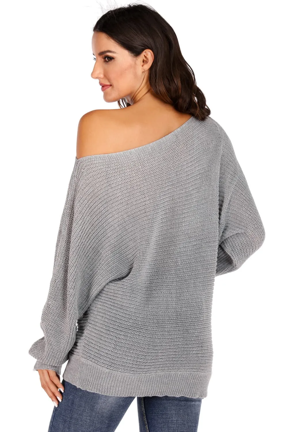 One Shoulder Dolman Sleeve Sweater, image 2