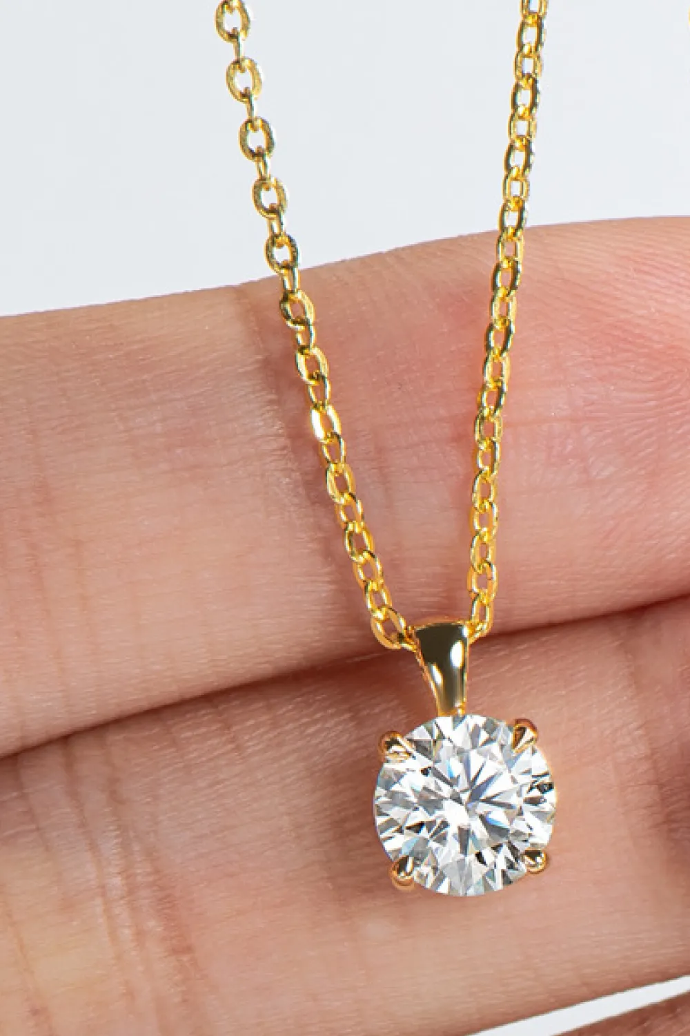 925 Sterling Silver 1 Carat Moissanite Chain-Link Necklace, image 3