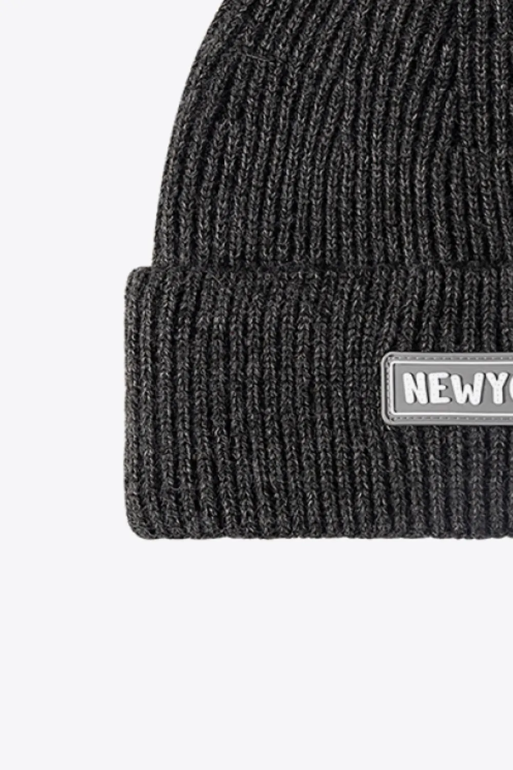 NEWYORK Patch Rib-Knit Cuffed Beanie, image 8
