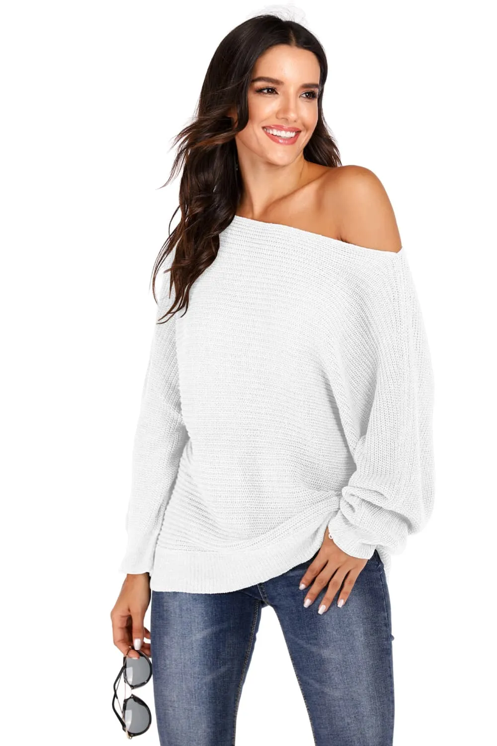 One Shoulder Dolman Sleeve Sweater, image 5