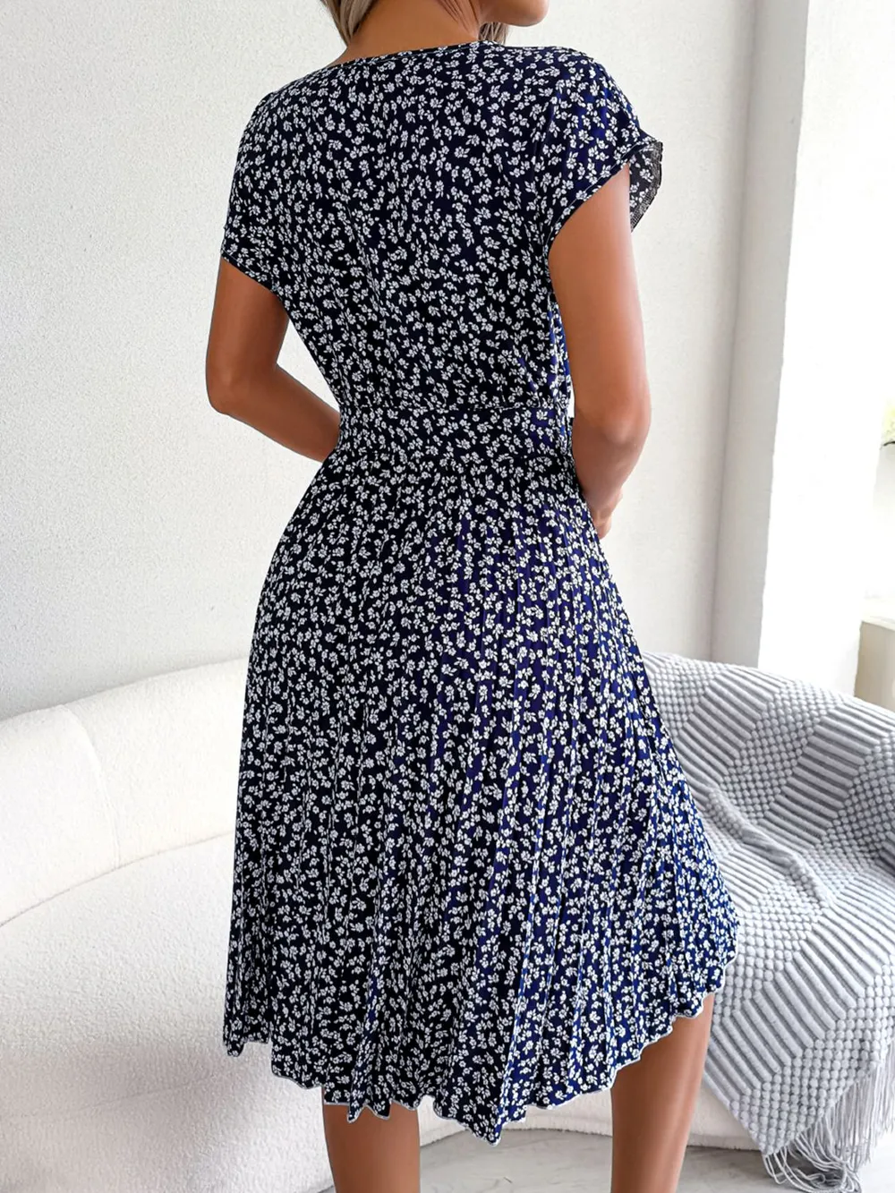Ditsy Floral Pleated Belted Dress, image 15
