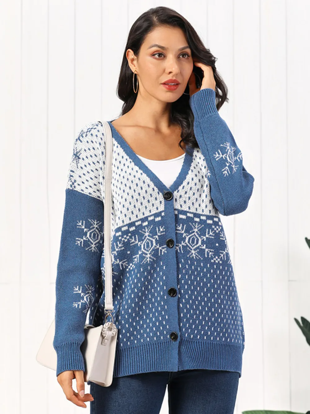 Snowflake Button Down Cardigan, image 6