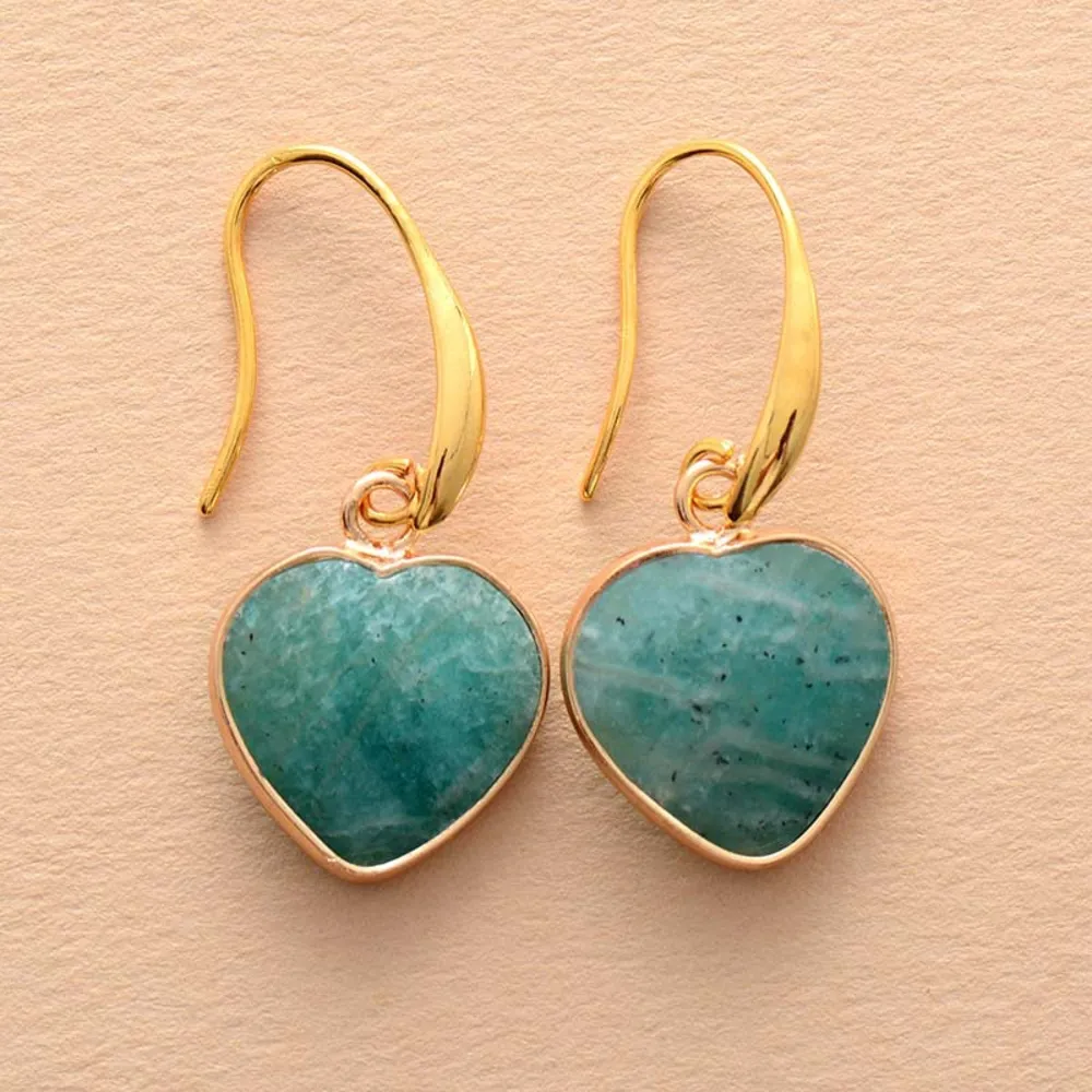 Natural Stone Heart Drop Earrings, image 3