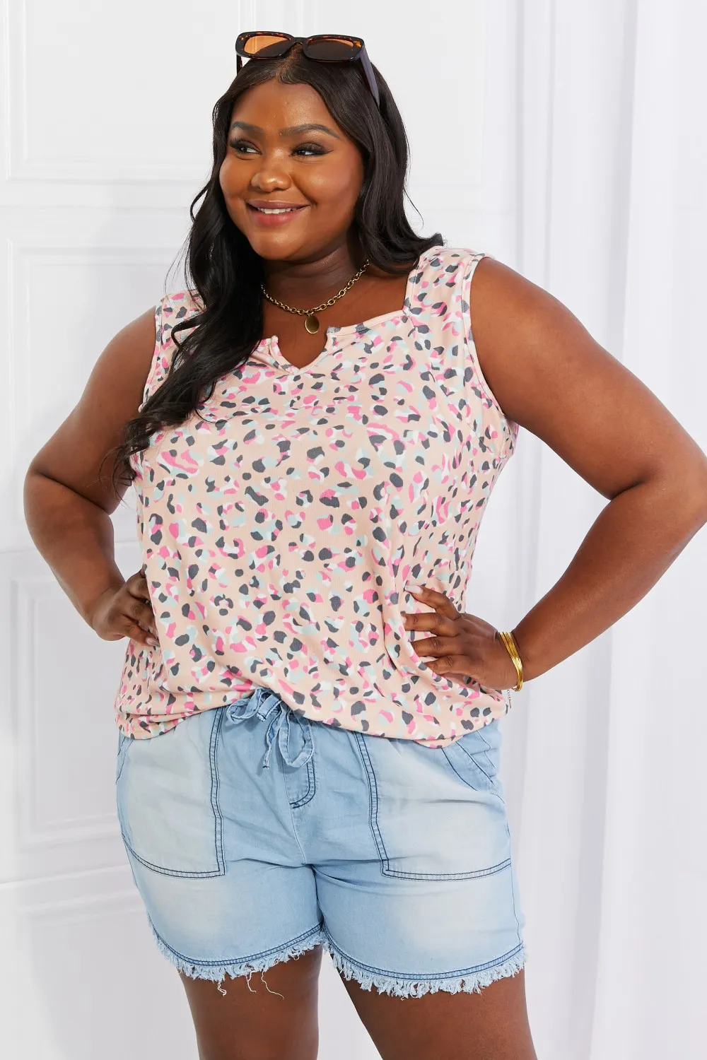 Full Size Printed Sleeveless Top, image 7