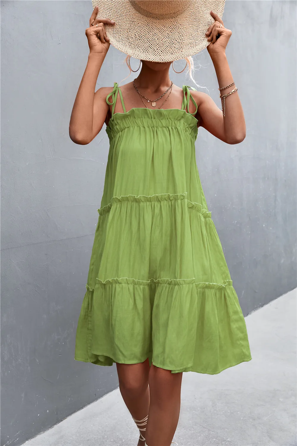 Tie-Shoulder Frill Trim Sleeveless Dress, image 23