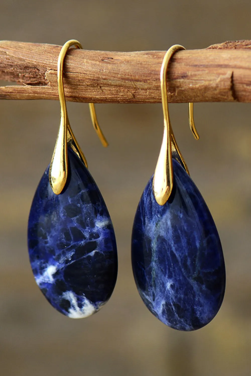 Natural Stone Teardrop Earrings, image 2