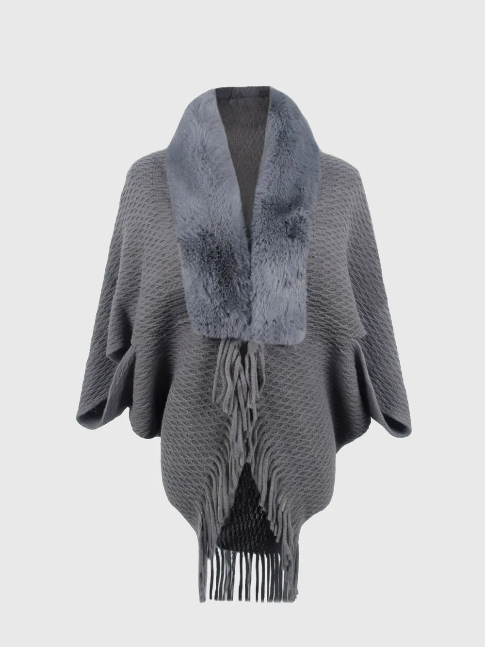 Open Front Fringe Hem Poncho, image 11