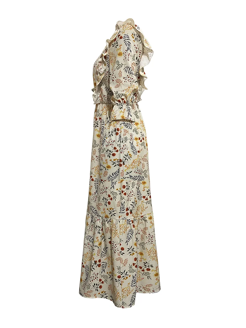 Floral Cutout Flounce Sleeve Dress, image 5