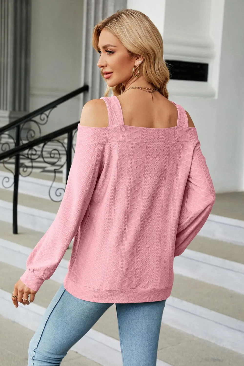 Cold Shoulder Square Neck Cutout Blouse, image 24