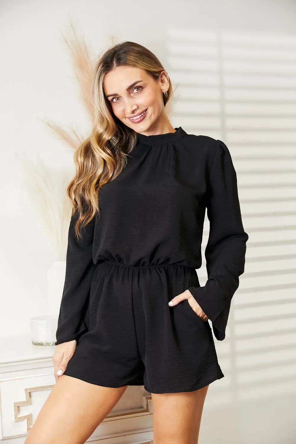 Full Size Open Back Romper with Pockets, image 13