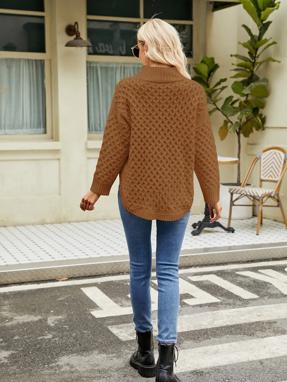 Mock Neck Slit Sweater, image 9