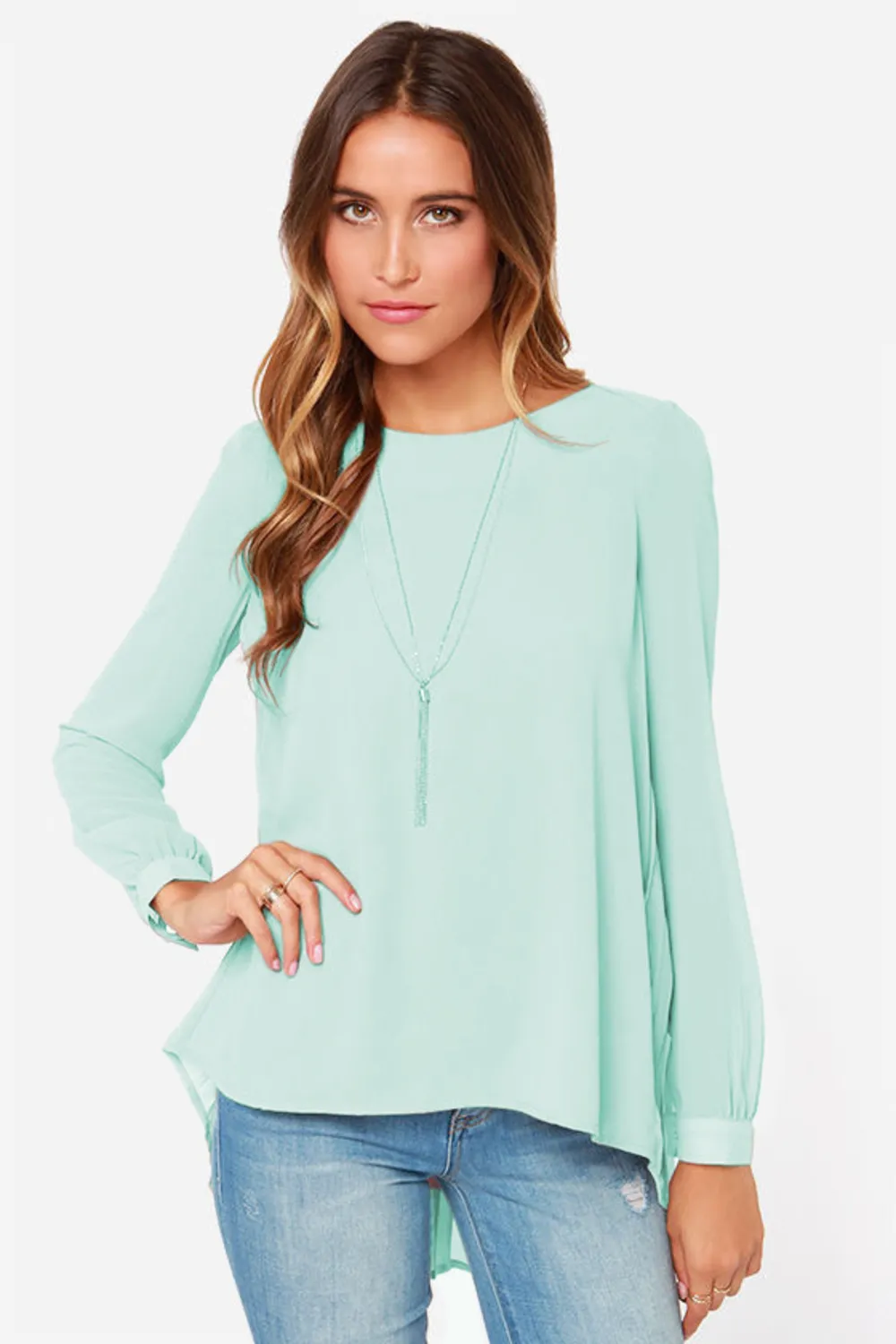 Full Size Round Neck Back Pleated Blouse, image 2