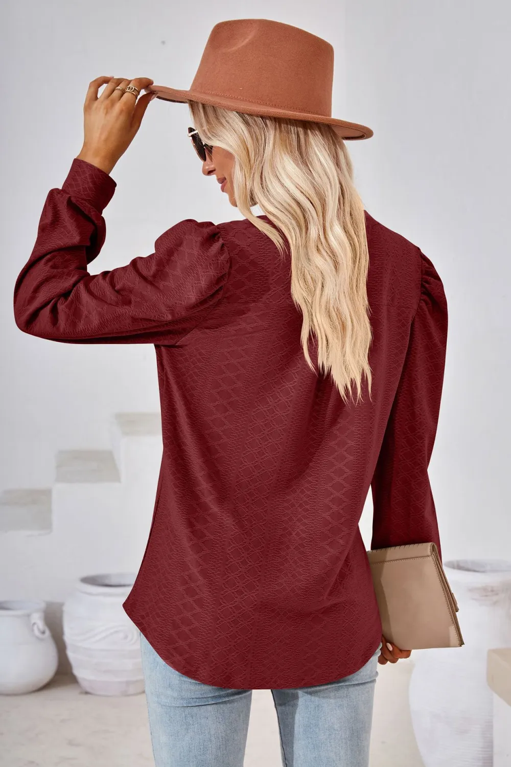 V-Neck Puff Sleeve Blouse, image 16