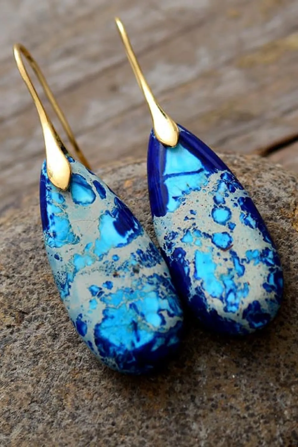 Handmade Teardrop Shape Natural Stone Dangle Earrings, image 12