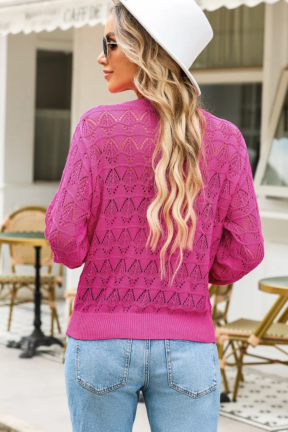 Openwork V-Neck Cardigan, image 16