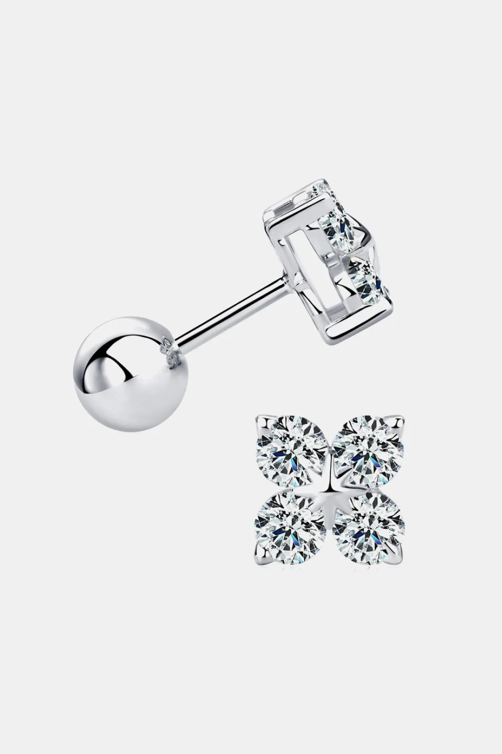 Moissanite 925 Sterling Silver Four-Leaf Clover Shape Earrings, image 10