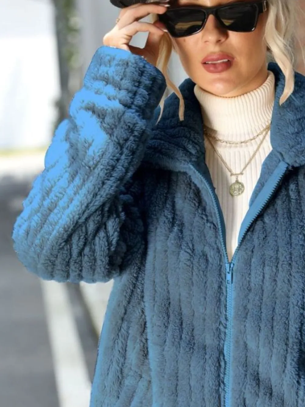 Zip-Up Collared Ribbed Jacket, image 7