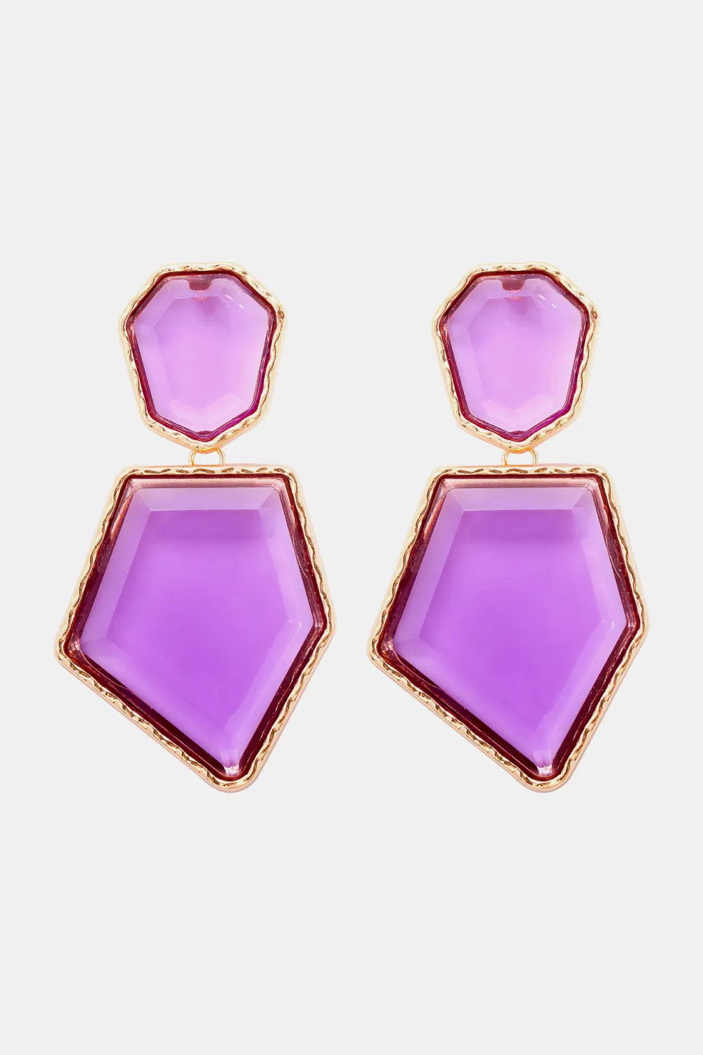 Geometrical Shape Zinc Alloy Frame Resin Dangle Earrings, image 27