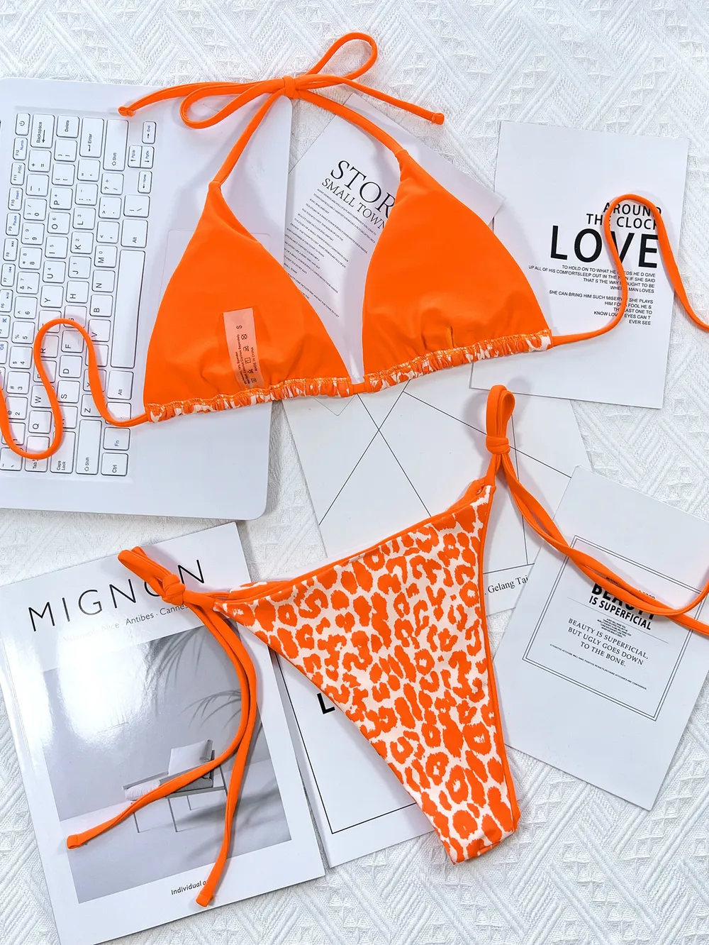 Leopard Print Halter Neck Tie Side Bikini Set, image 23