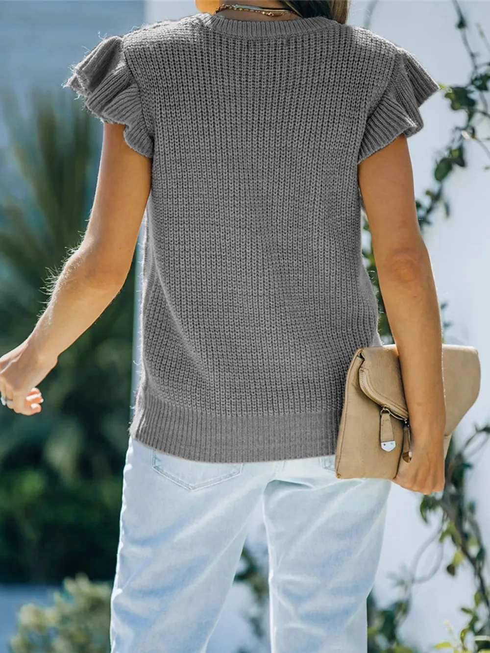 Round Neck Cap Sleeve Sweater, image 7