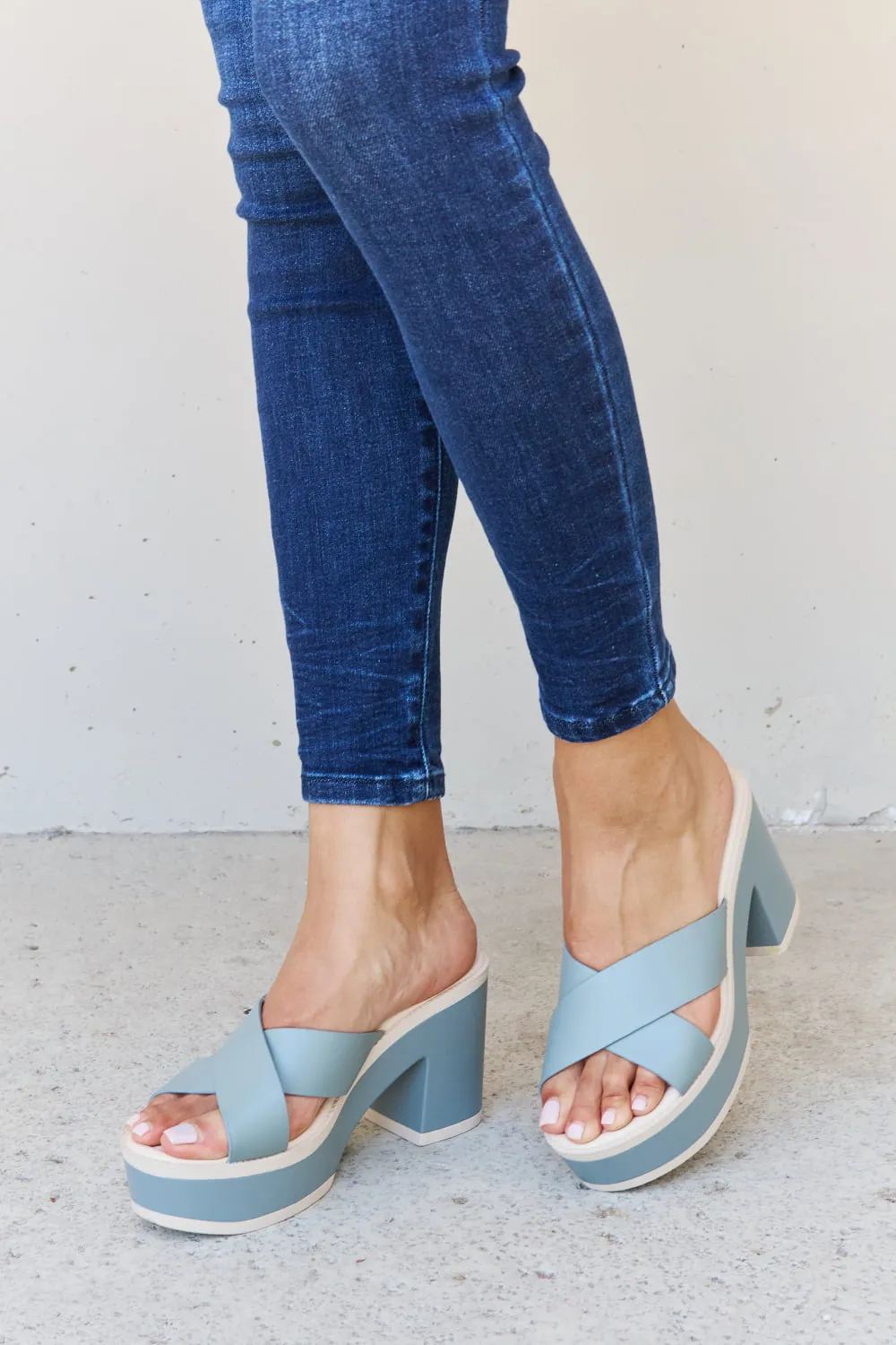 Cherish The Moments Contrast Platform Sandals in Misty Blue, image 7