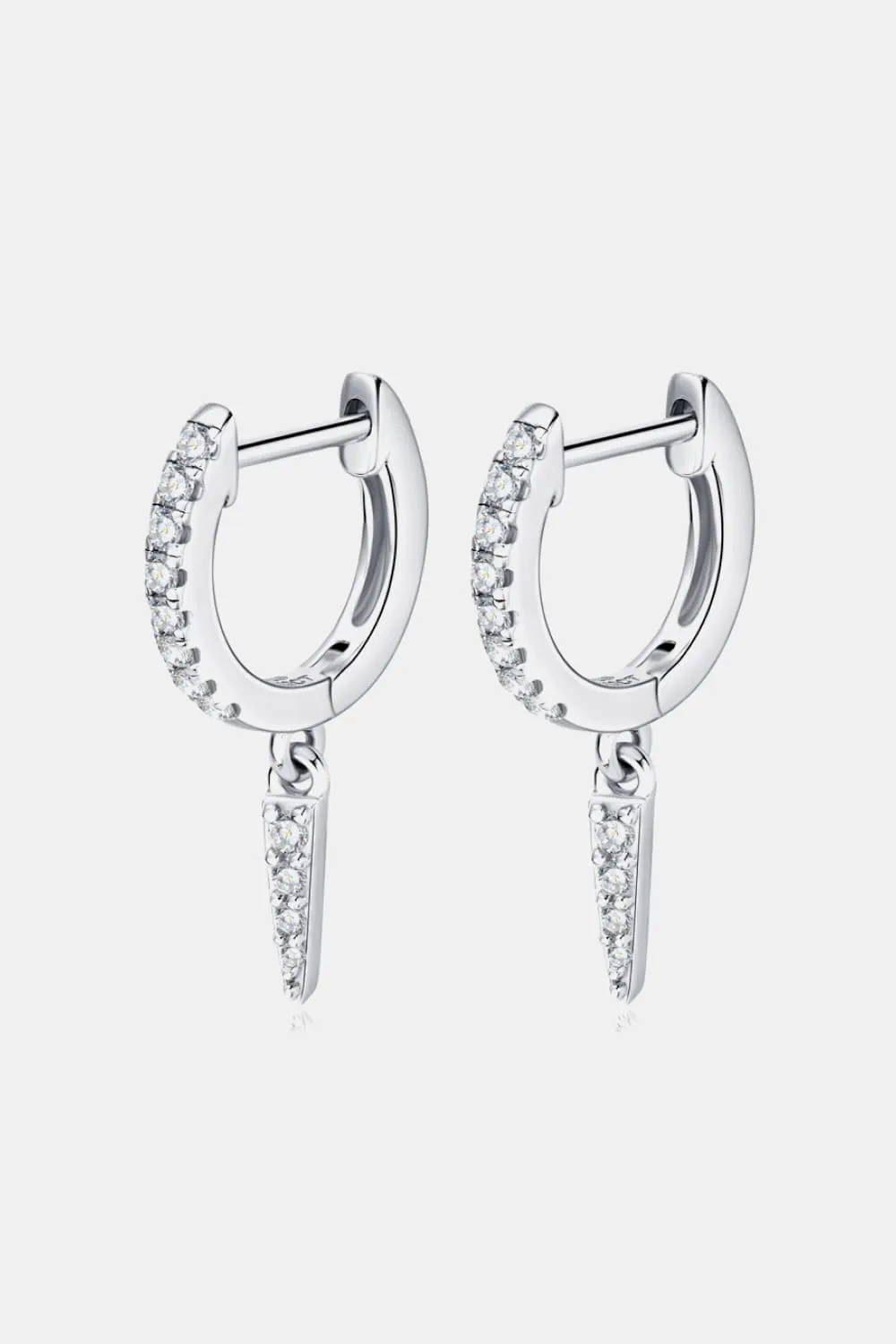 Moissanite 925 Sterling Silver Huggie Drop Earrings, image 7