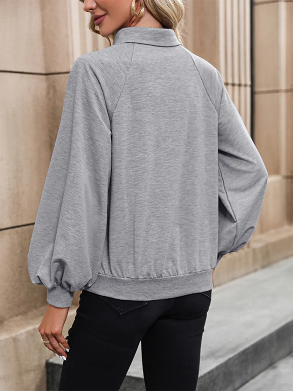 Collared Neck Raglan Sleeve Blouse, image 2