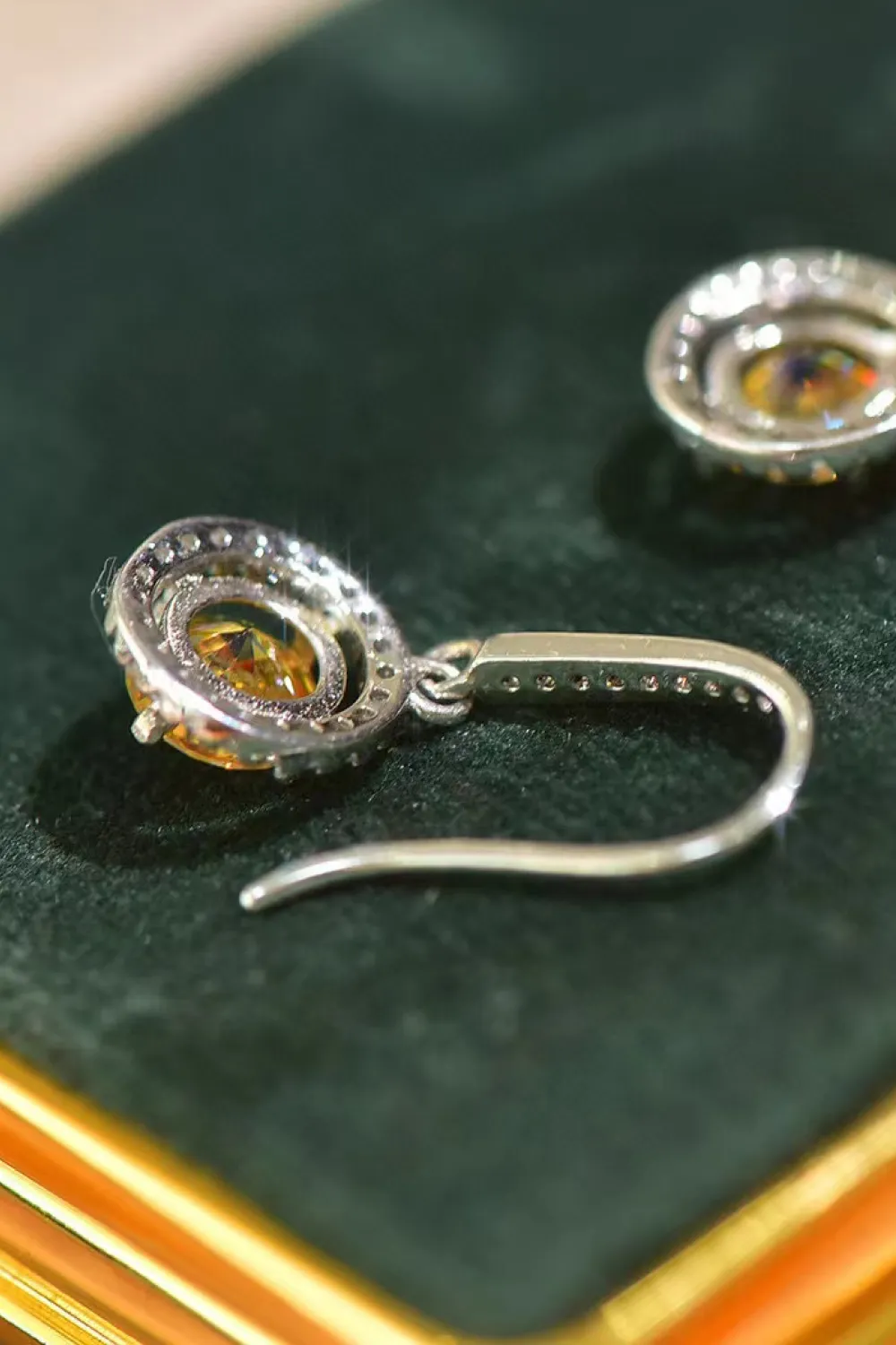 Platinum-Plated 2 Carat Moissanite Drop Earrings, image 4