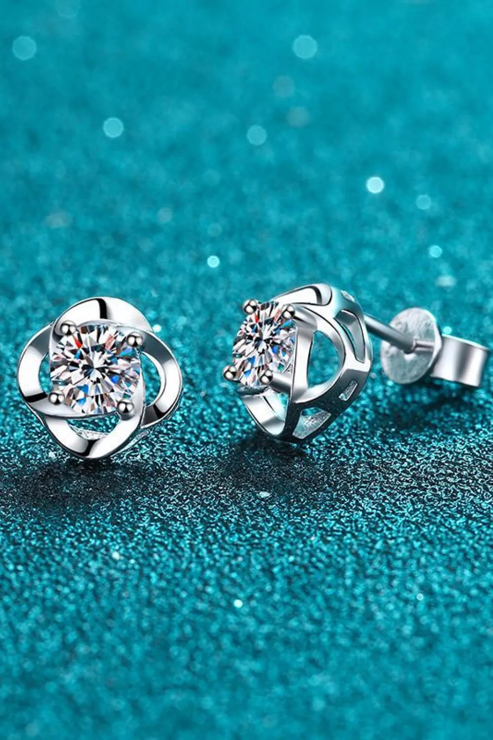 It's Your Day Moissanite Rhodium-Plated Stud Earrings, image 4