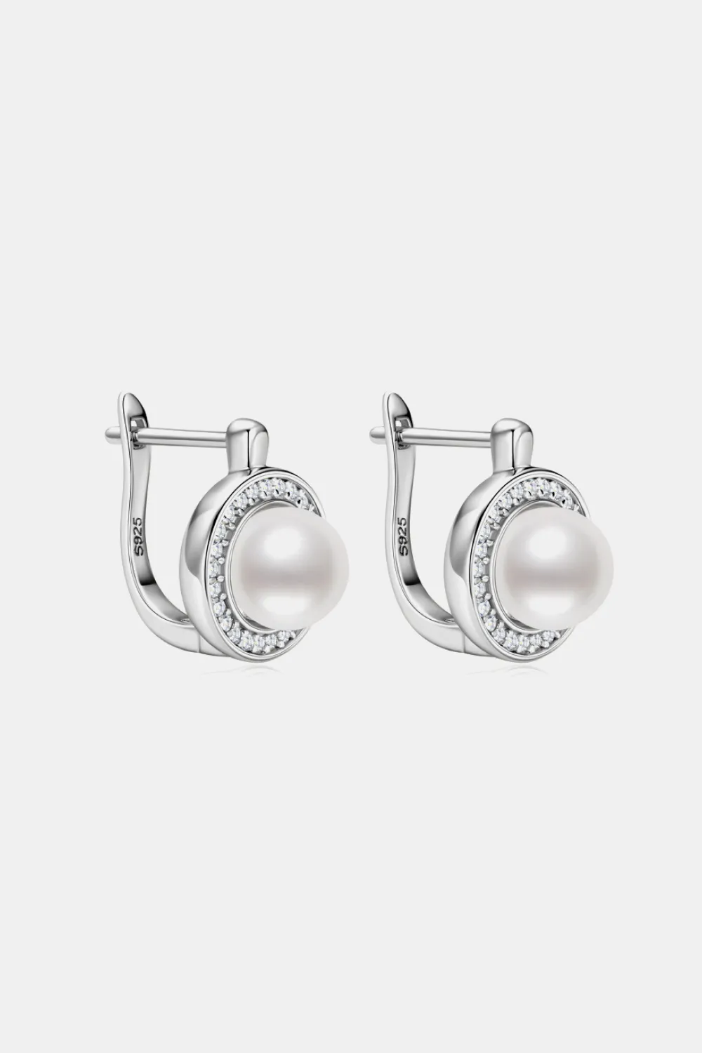 Moissanite Pearl 925 Sterling Silver Earrings, image 9