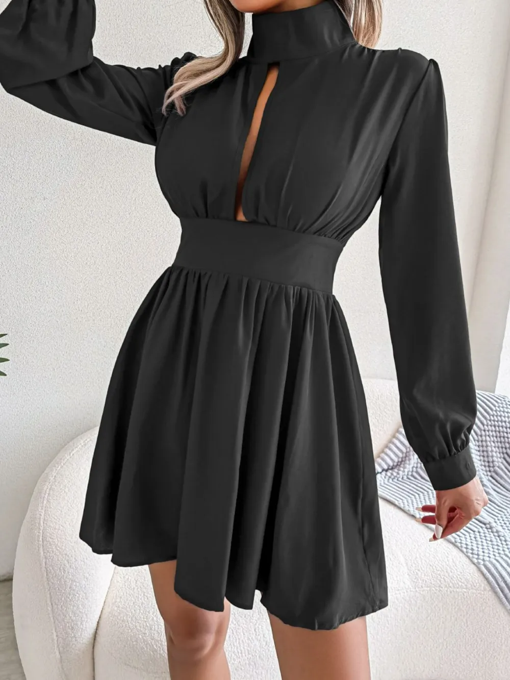 Cutout Turtleneck A-Line Mini Dress, image 10