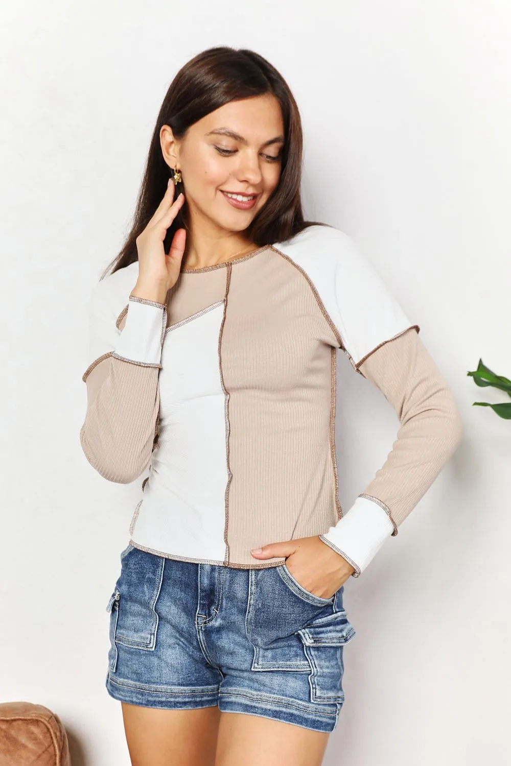 Color Block Exposed Seam Top, image 2