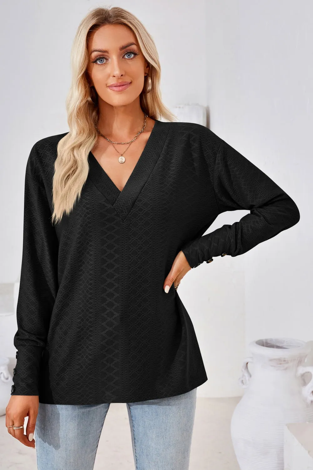 V-Neck Long Sleeve Blouse, image 20