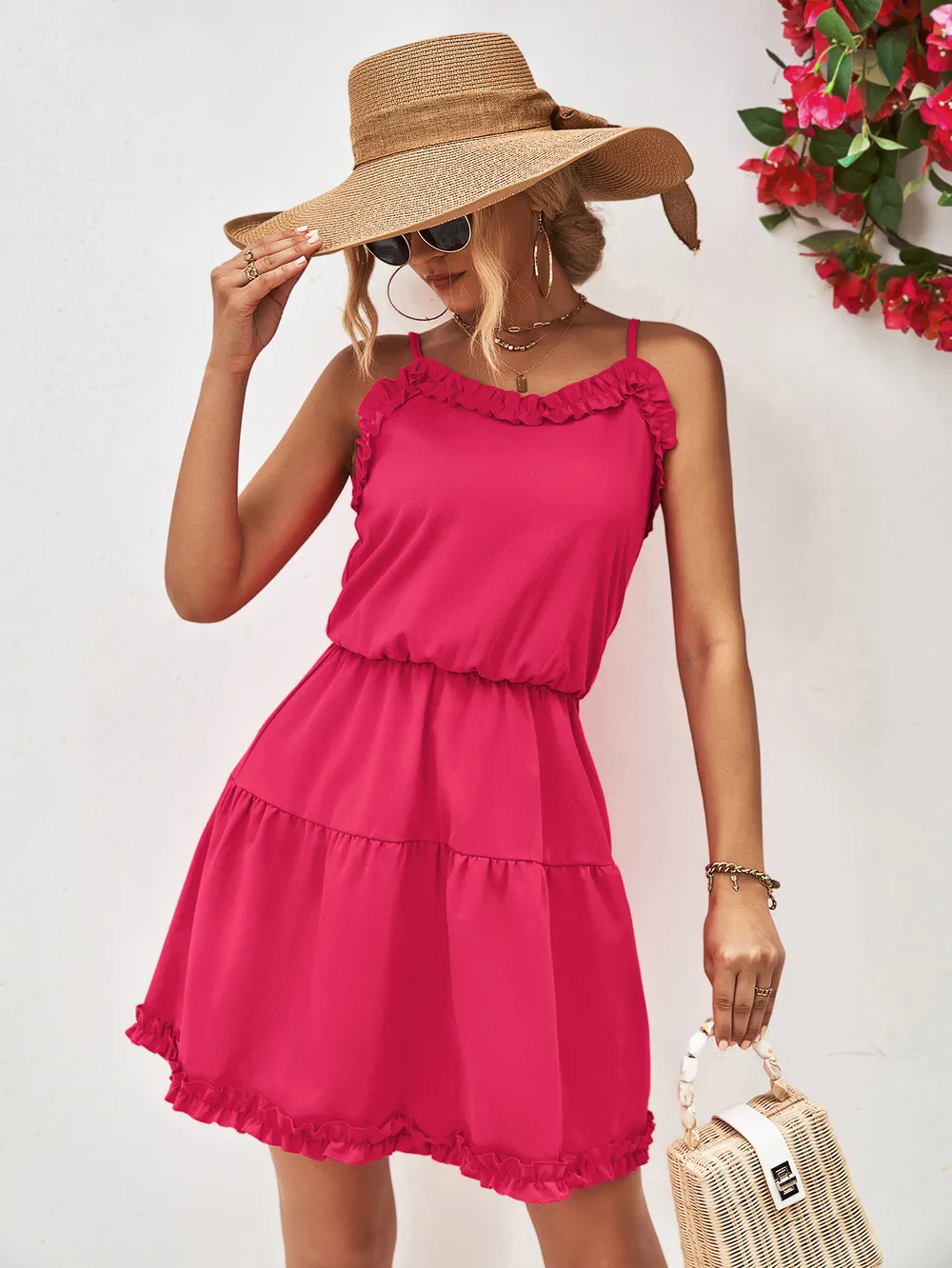 Frill Trim Spaghetti Strap Mini Dress, image 12