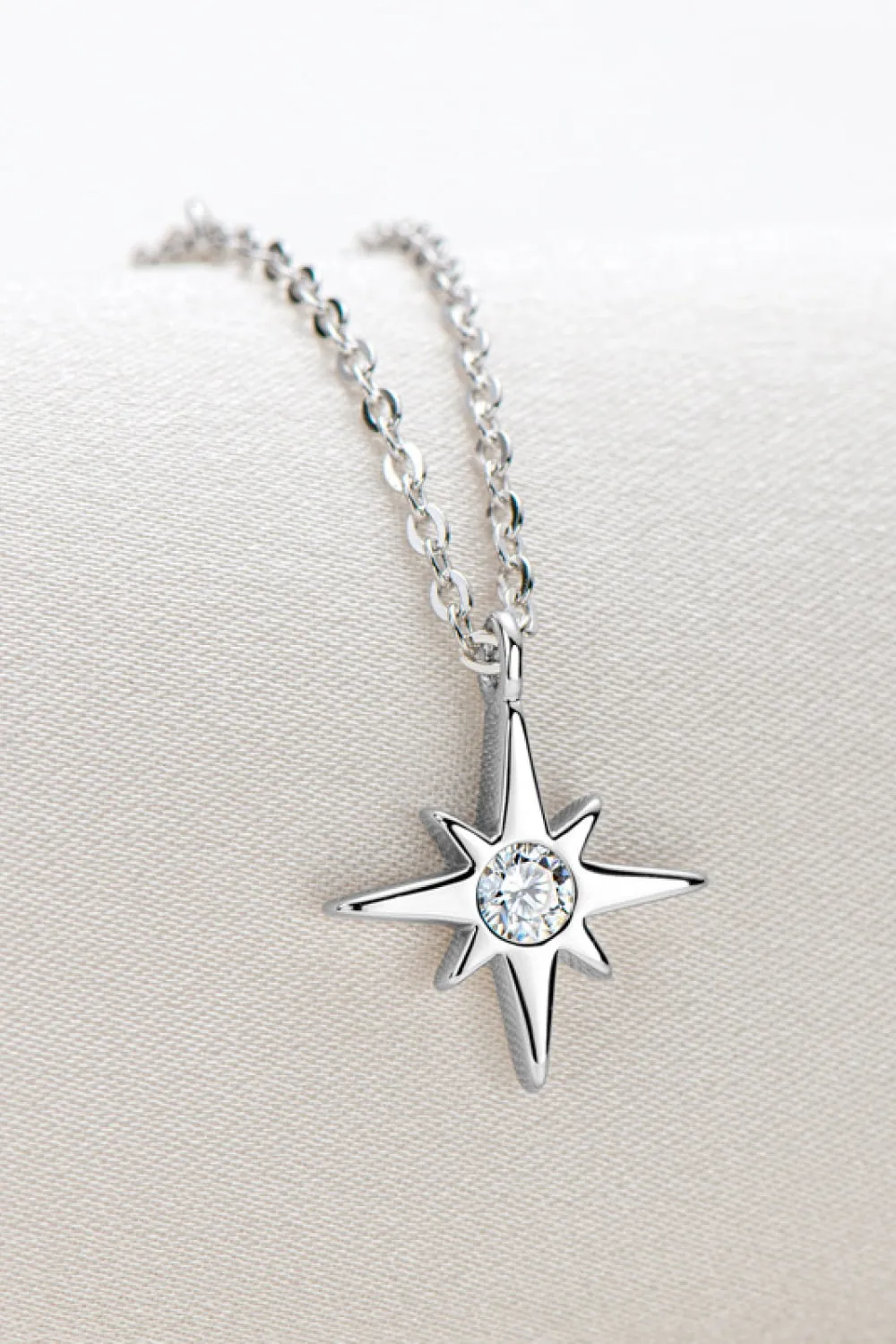 Moissanite North Star Pendant 925 Sterling Silver Necklace, image 7