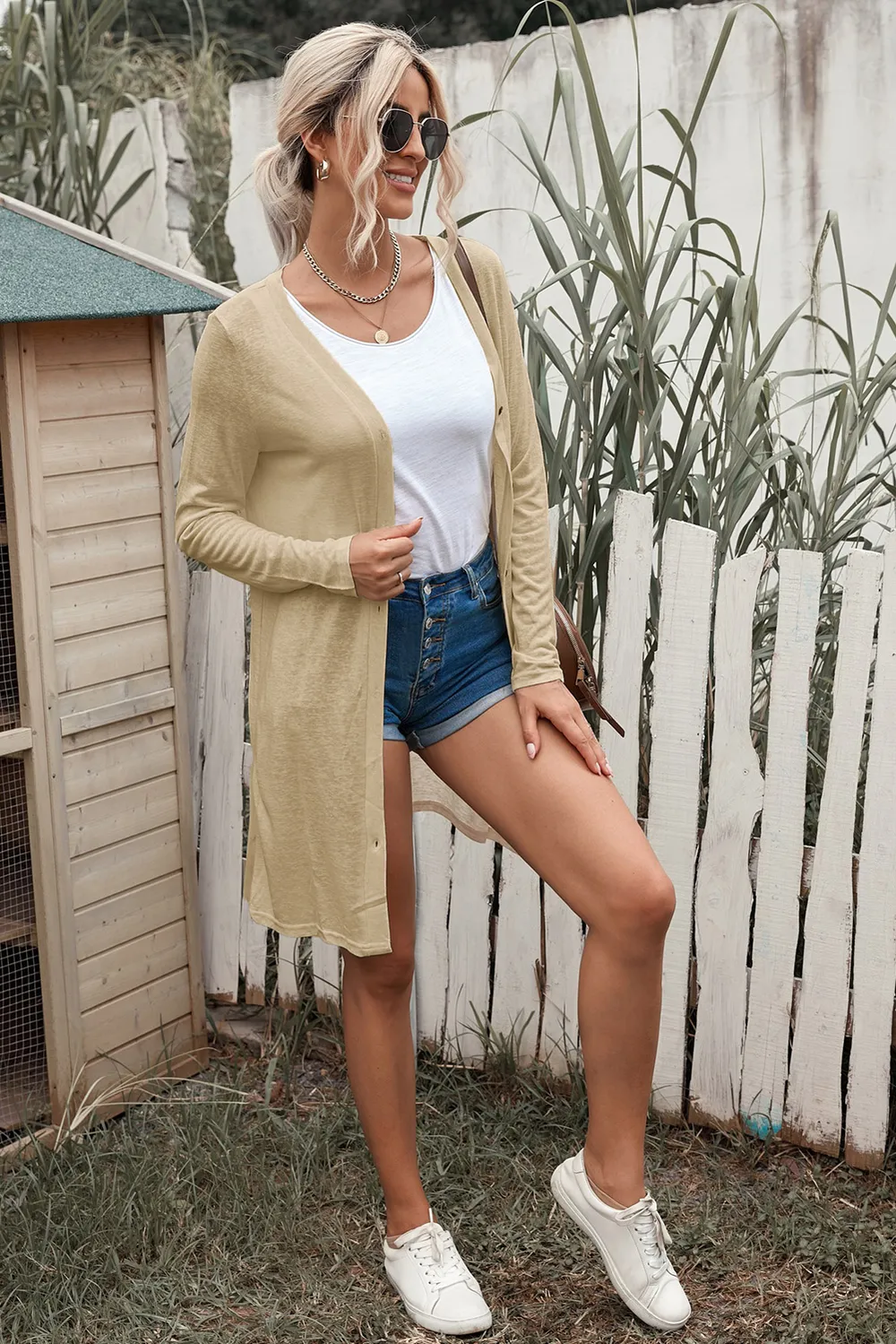 Button Down Long Sleeve Longline Cardigan, image 18