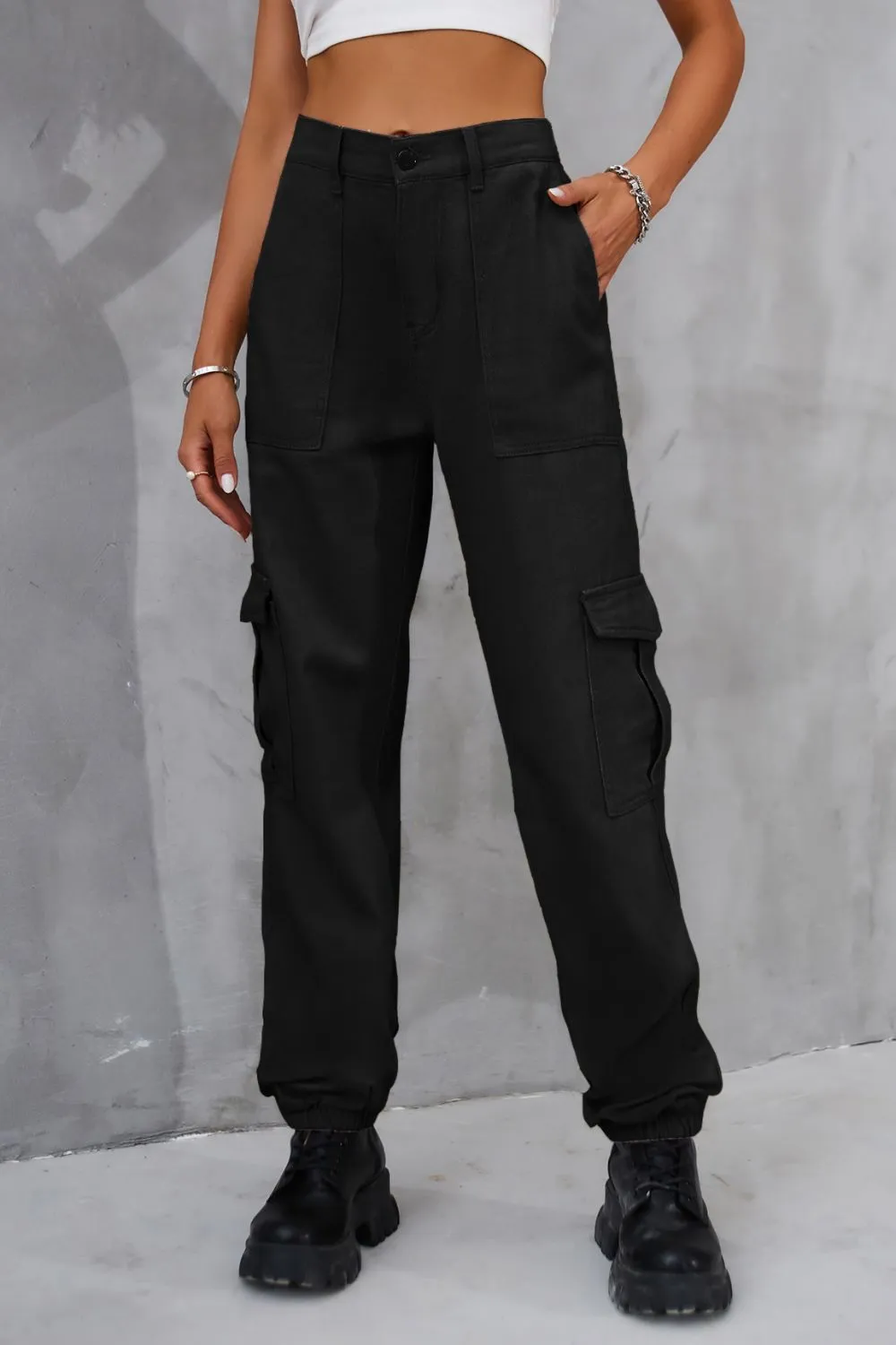 Buttoned High Waist Jeans with Pockets, image 13