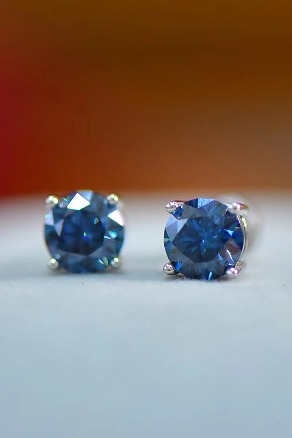 2 Carat Moissanite Four-Prong Platinum-Plated Earrings, image 3