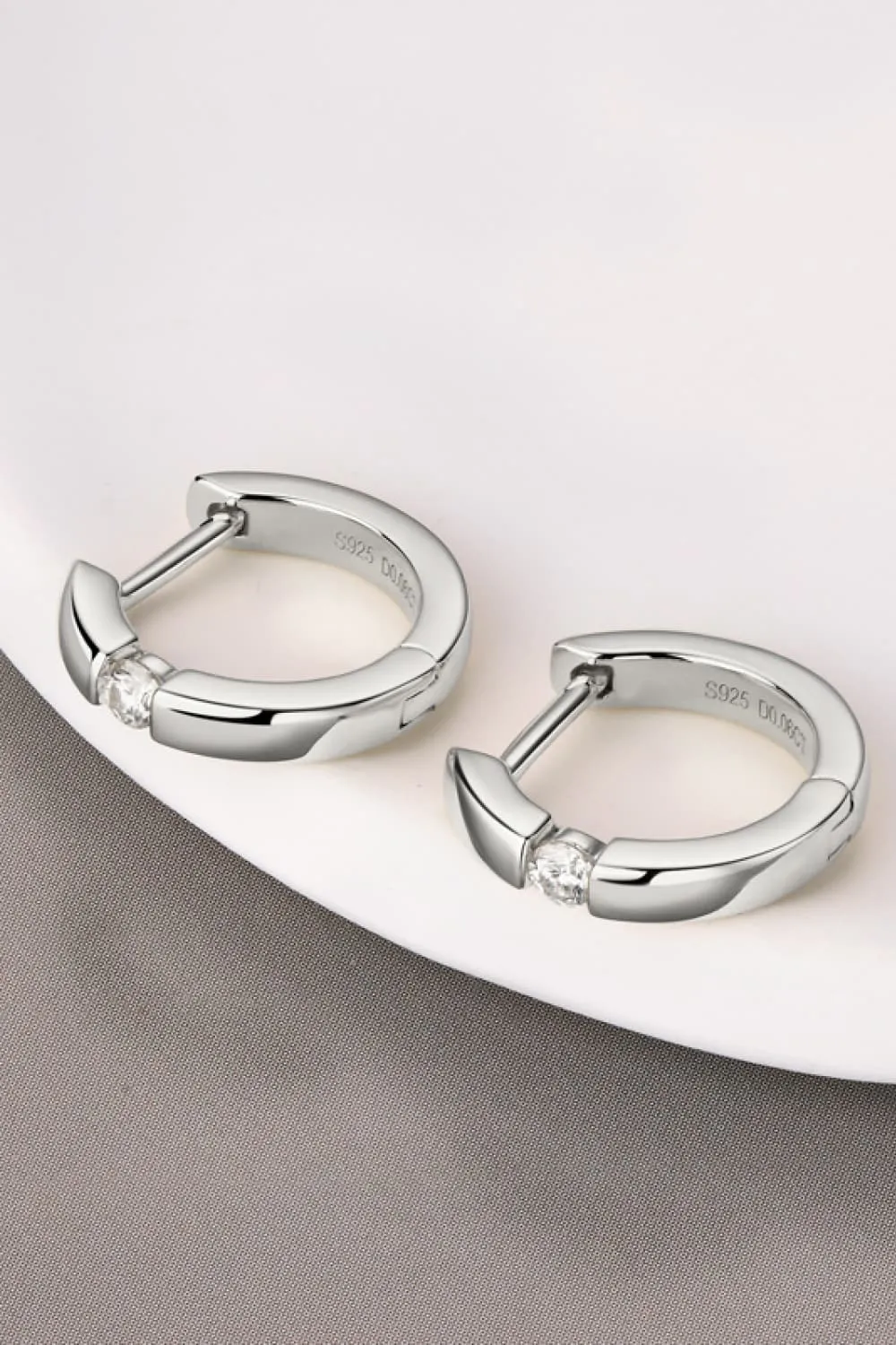 Moissanite 925 Sterling Silver Huggie Earrings, image 4