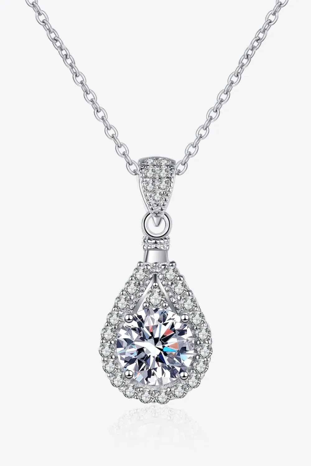 2 Carat Moissanite Teardrop Pendant 925 Sterling Silver Necklace, image 6