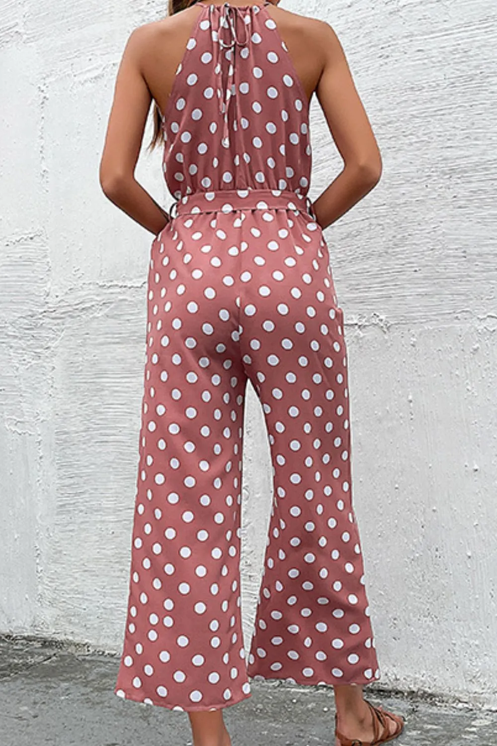 Polka Dot Grecian Wide Leg Jumpsuit, image 12