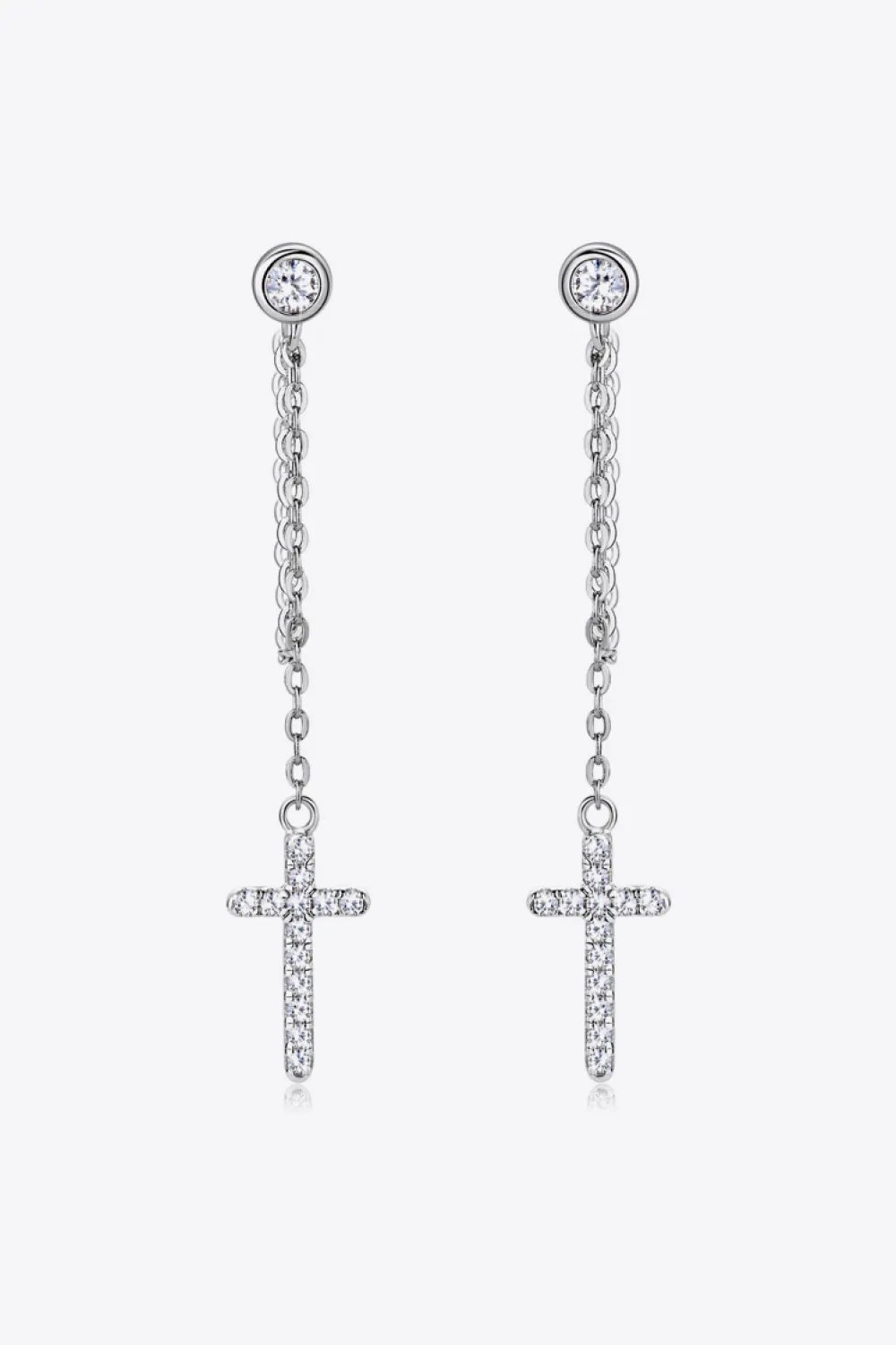 Moissanite 925 Sterling Silver Cross Earrings, image 6