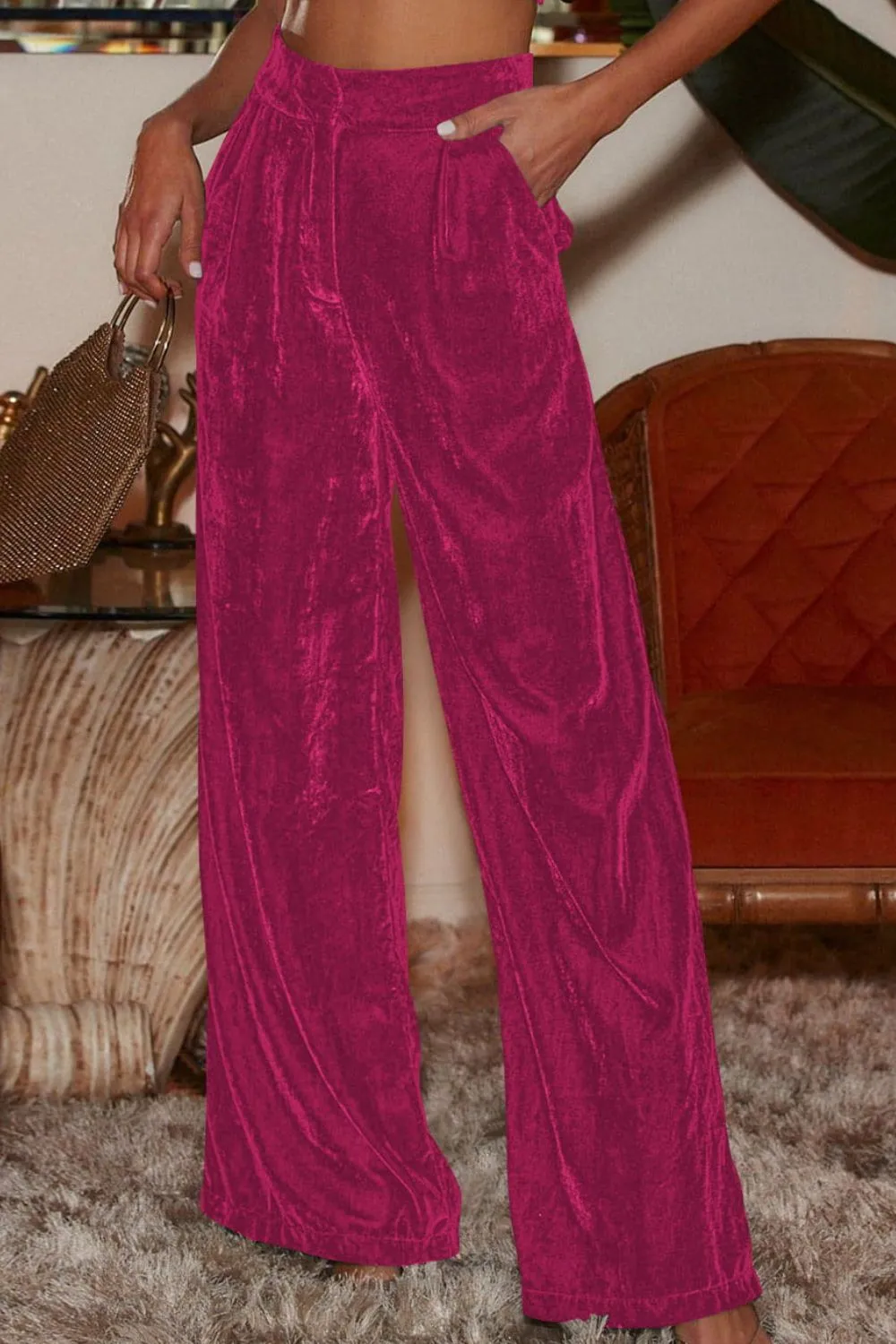 Loose Fit High Waist Long Pants with Pockets, image 9